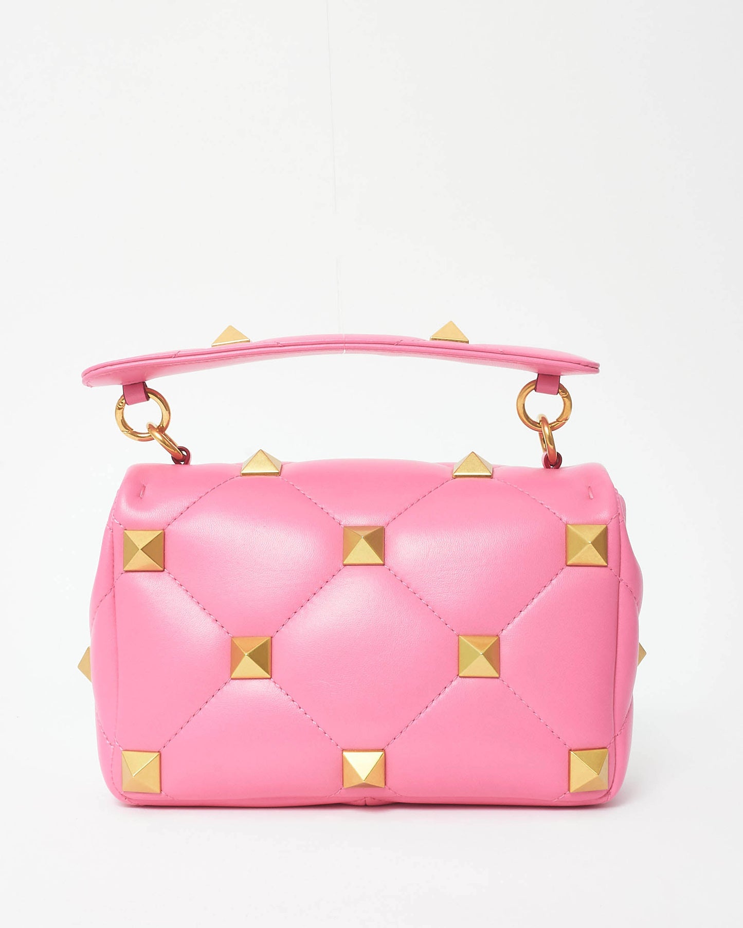 Valentino Bright Pink Leather Roman Stud Medium Crossbody Bag