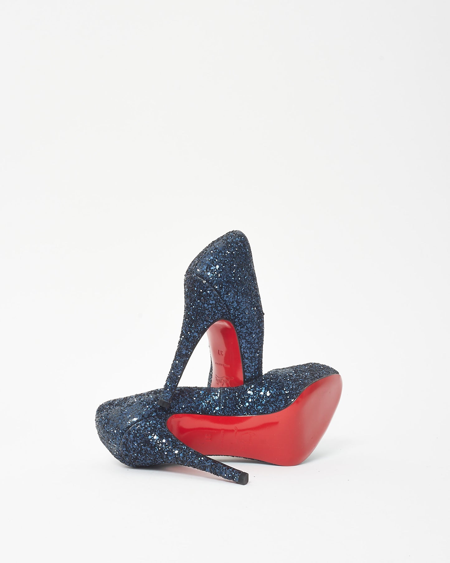 Christian Louboutin Blue Glitter Very Prive 120mm Pumps - 37