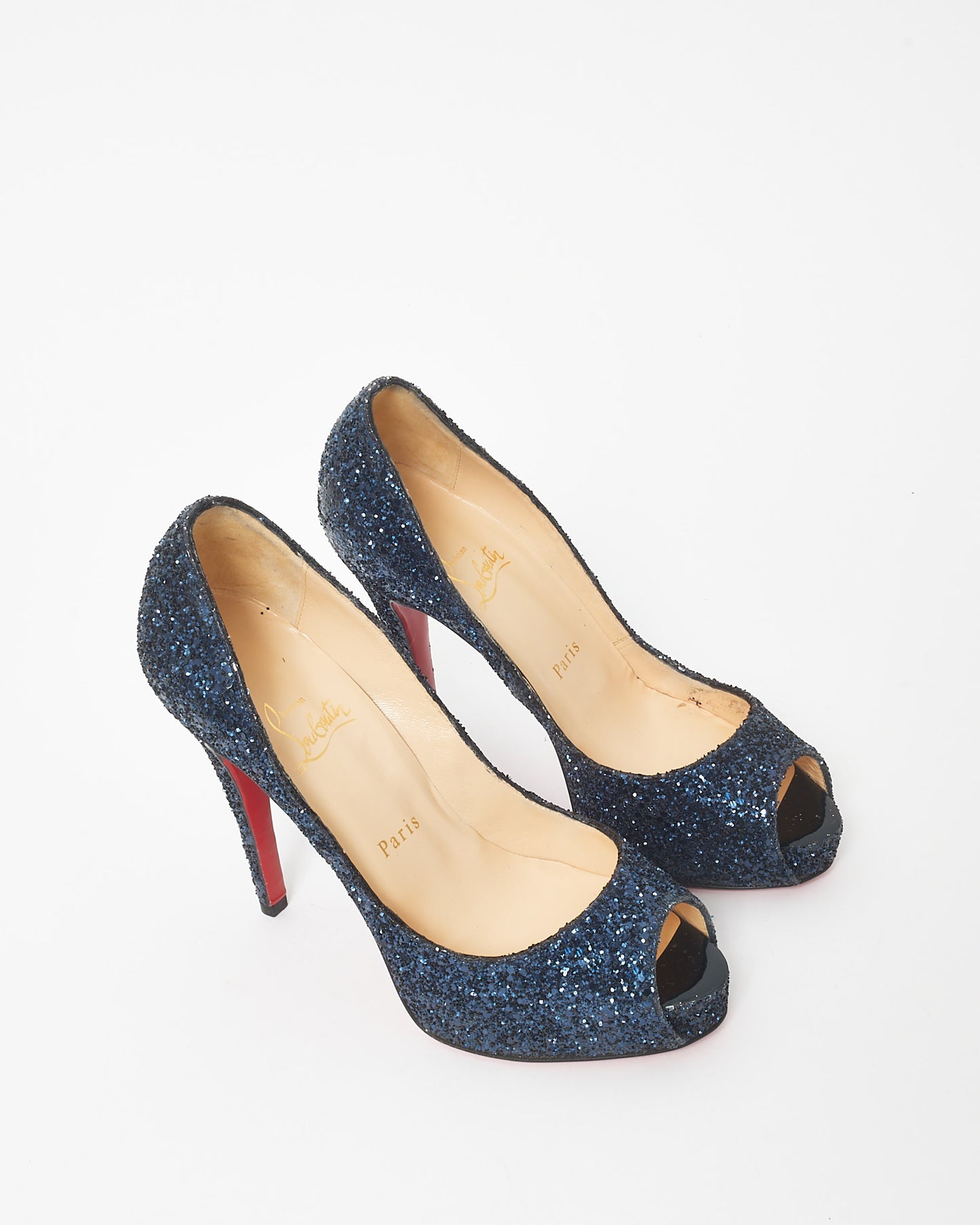 Christian Louboutin Blue Glitter Very Prive 120mm Pumps - 37