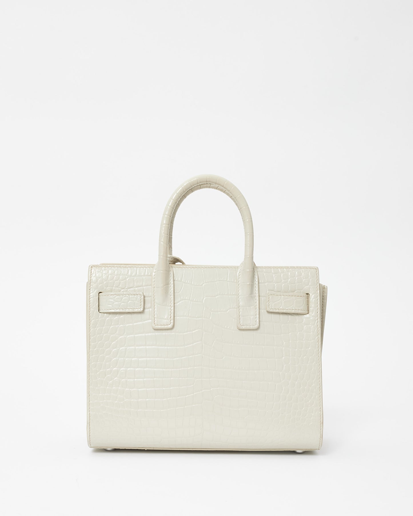 Saint Laurent Light Grey Croc Embossed Nano Sac Du Jour