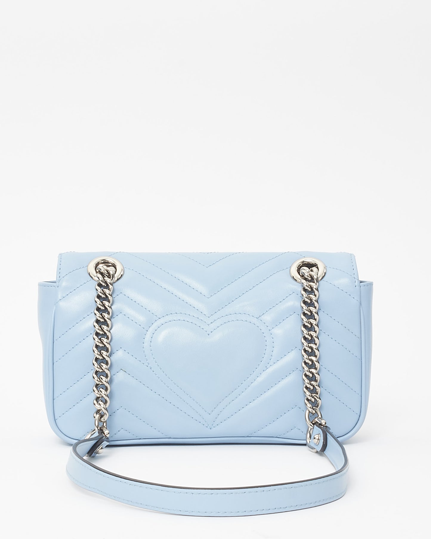 Gucci Light Blue Leather Mini Marmont Flap Shoulder Bag