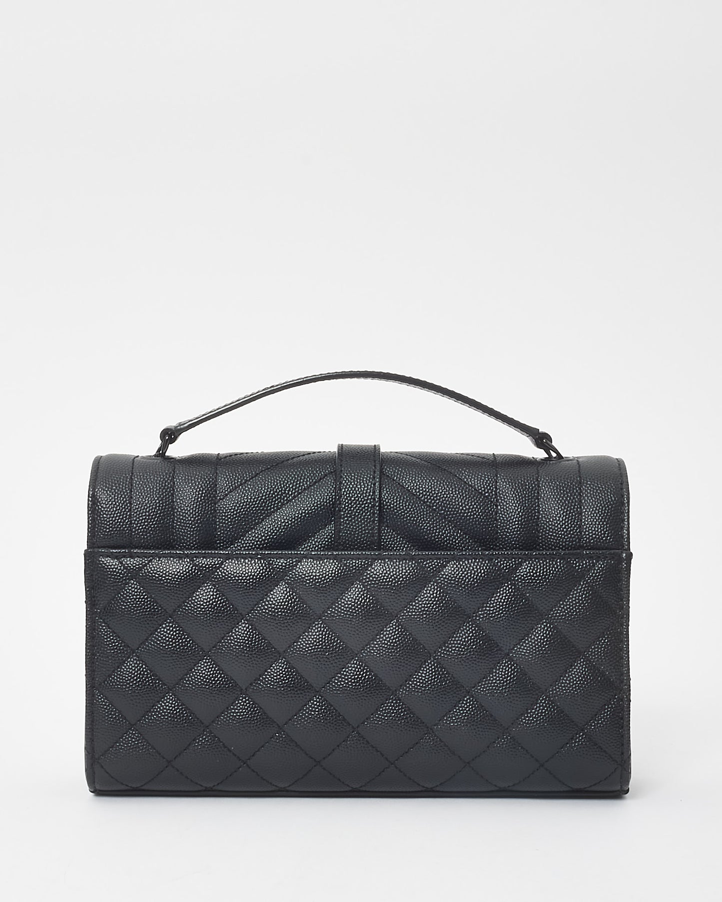 Saint Laurent Black Small Tri-Quilt Grain De Poudre Leather Envelope Bag