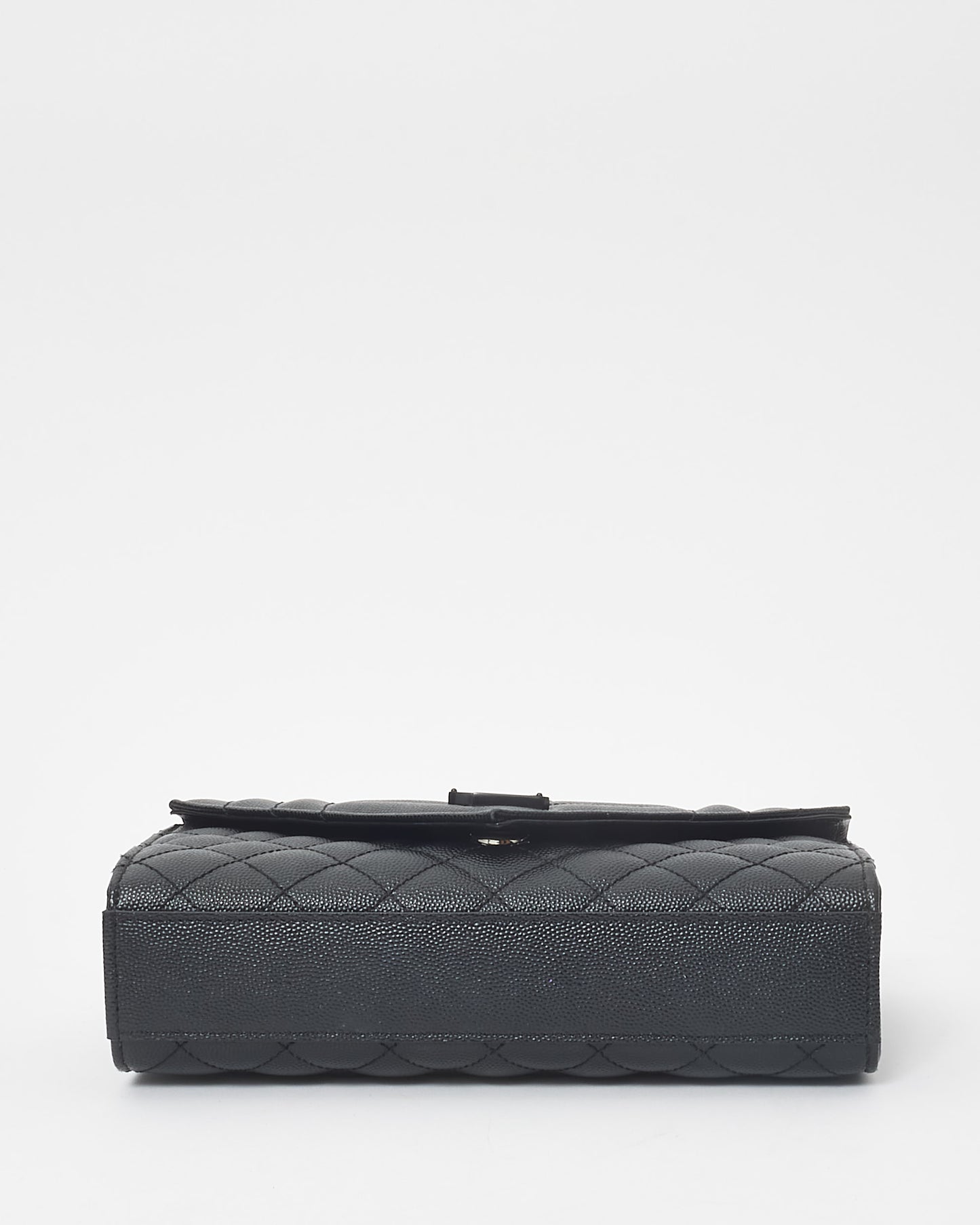 Saint Laurent Black Small Tri-Quilt Grain De Poudre Leather Envelope Bag