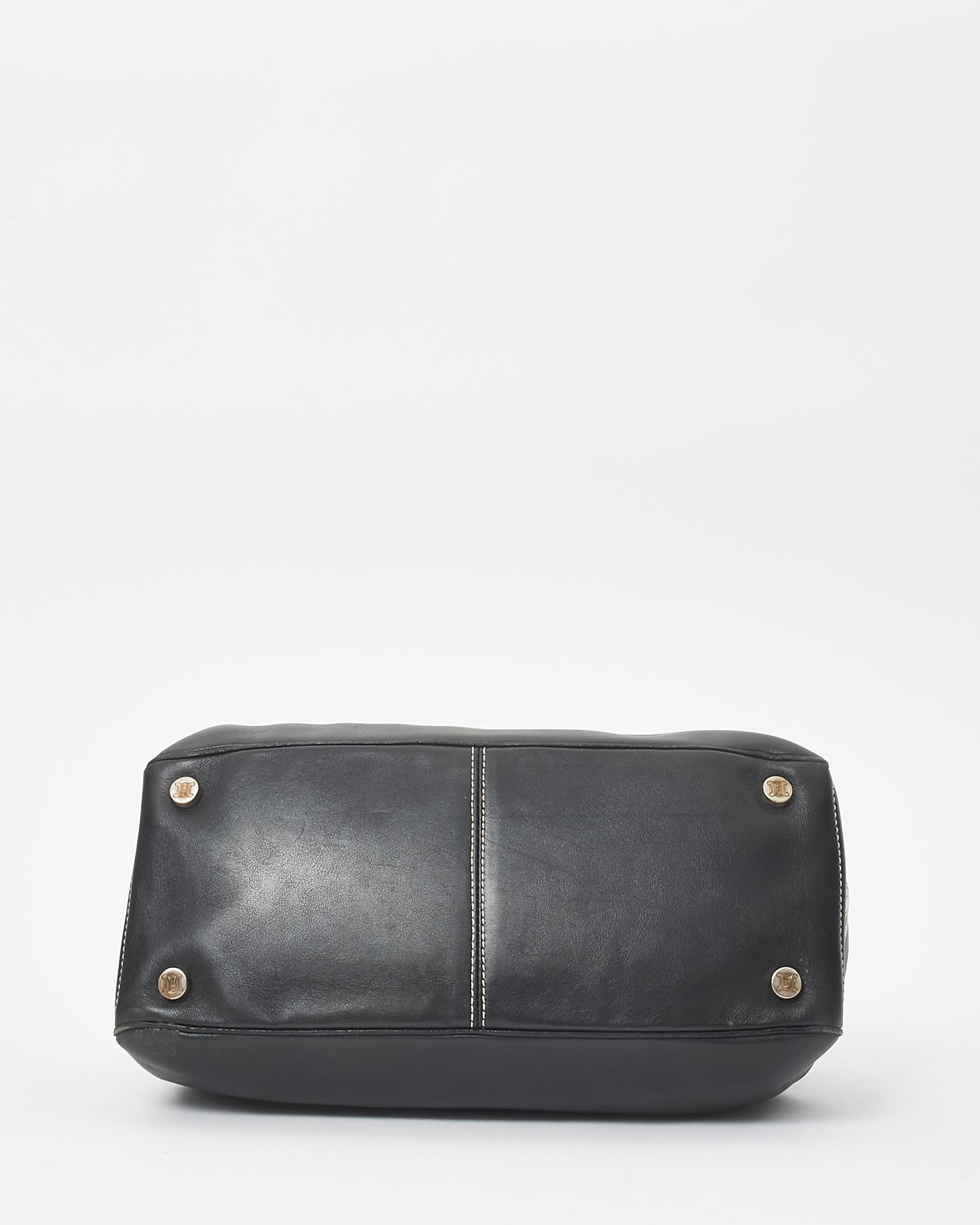 Celine Vintage Black Leather Top Handle Bag