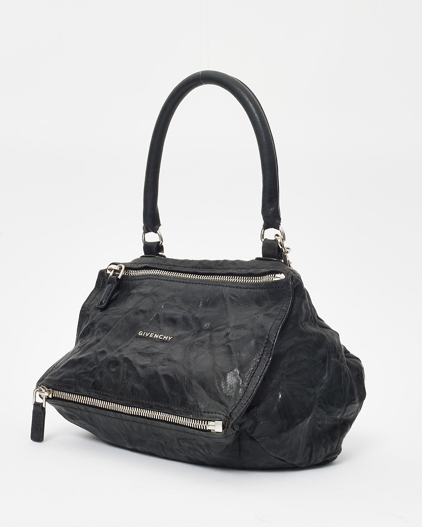 Givenchy Black Crinkled Leather Pandora Crossbody Bag