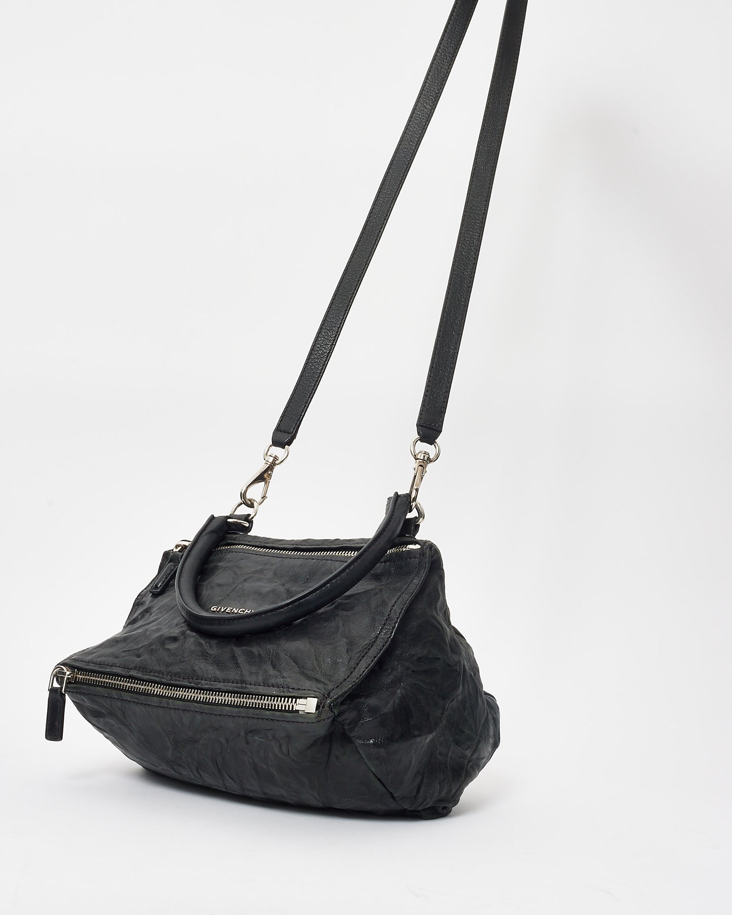 Givenchy Black Crinkled Leather Pandora Crossbody Bag