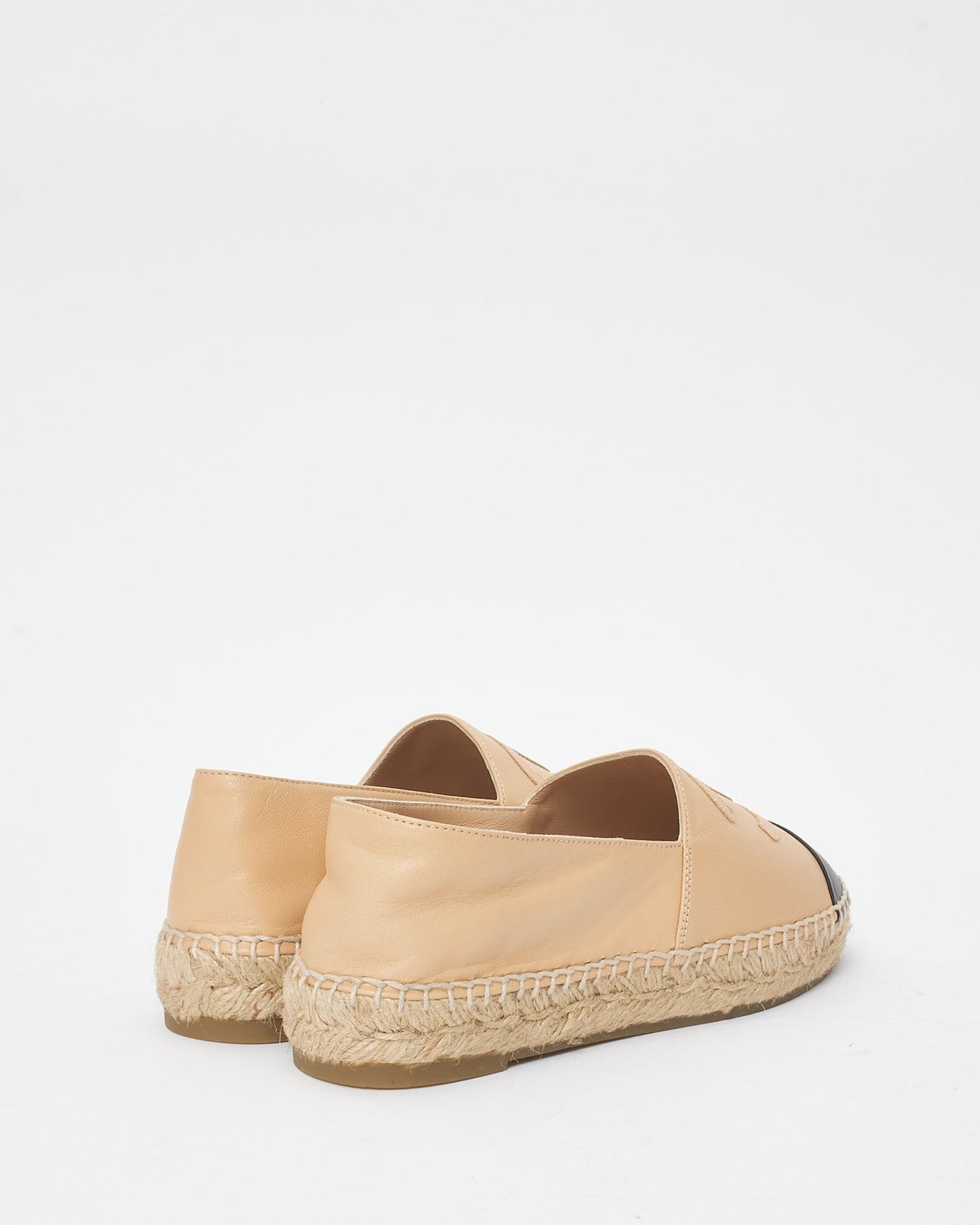 Chanel Beige Lambskin Leather Espadrilles - 38