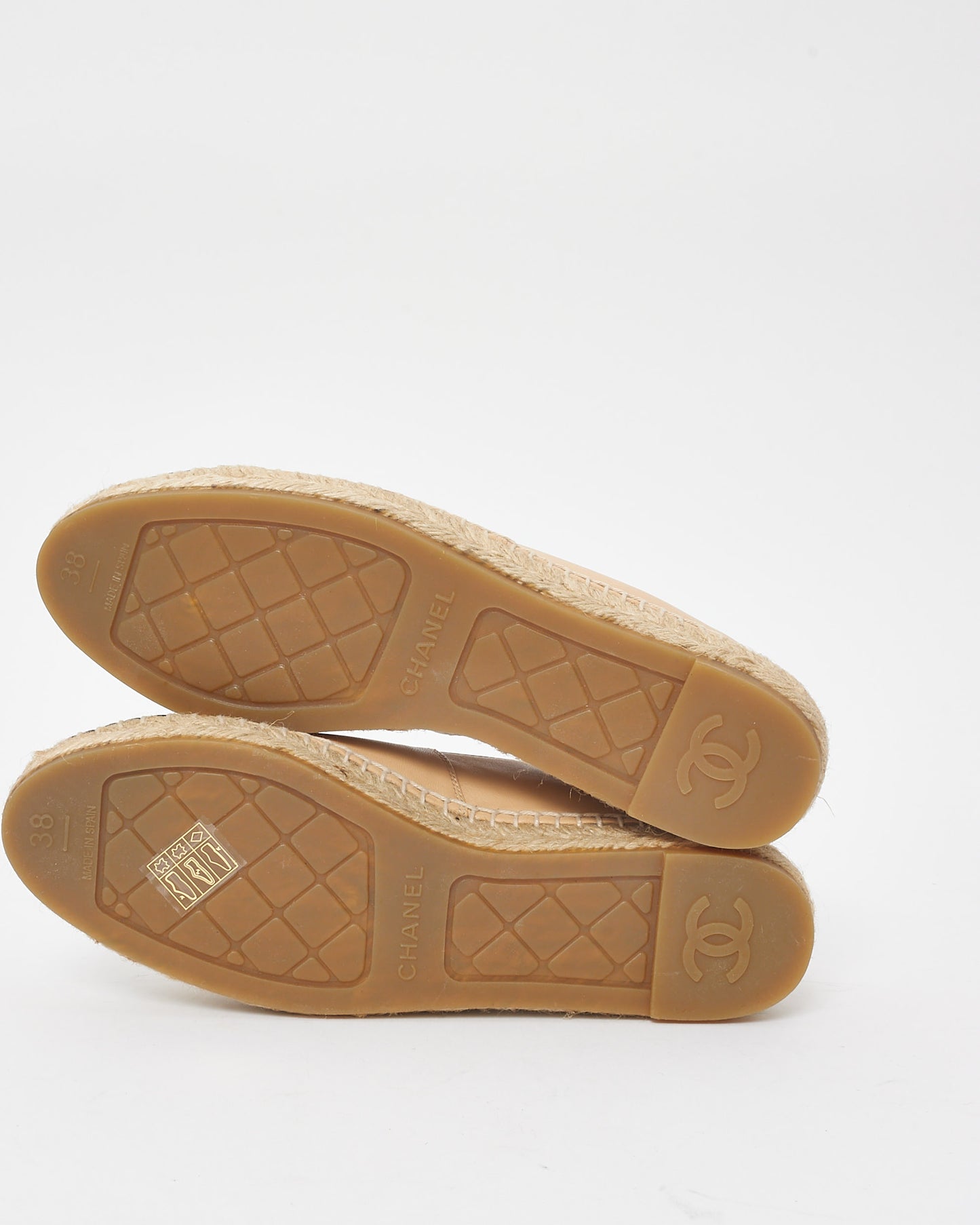 Chanel Beige Lambskin Leather Espadrilles - 38