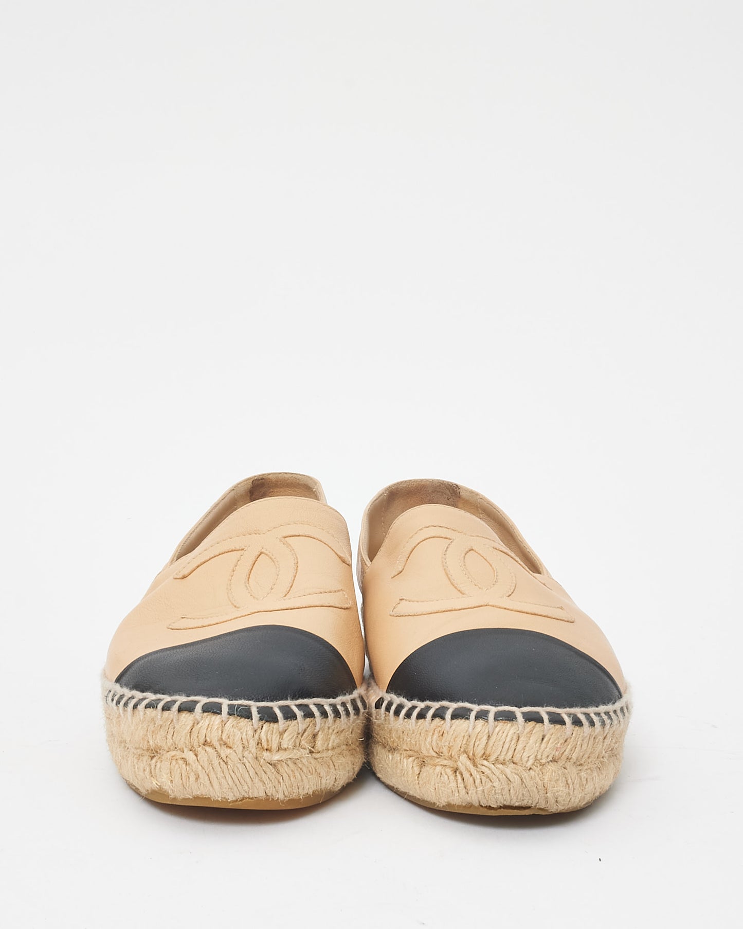 Chanel Beige Lambskin Leather Espadrilles - 37