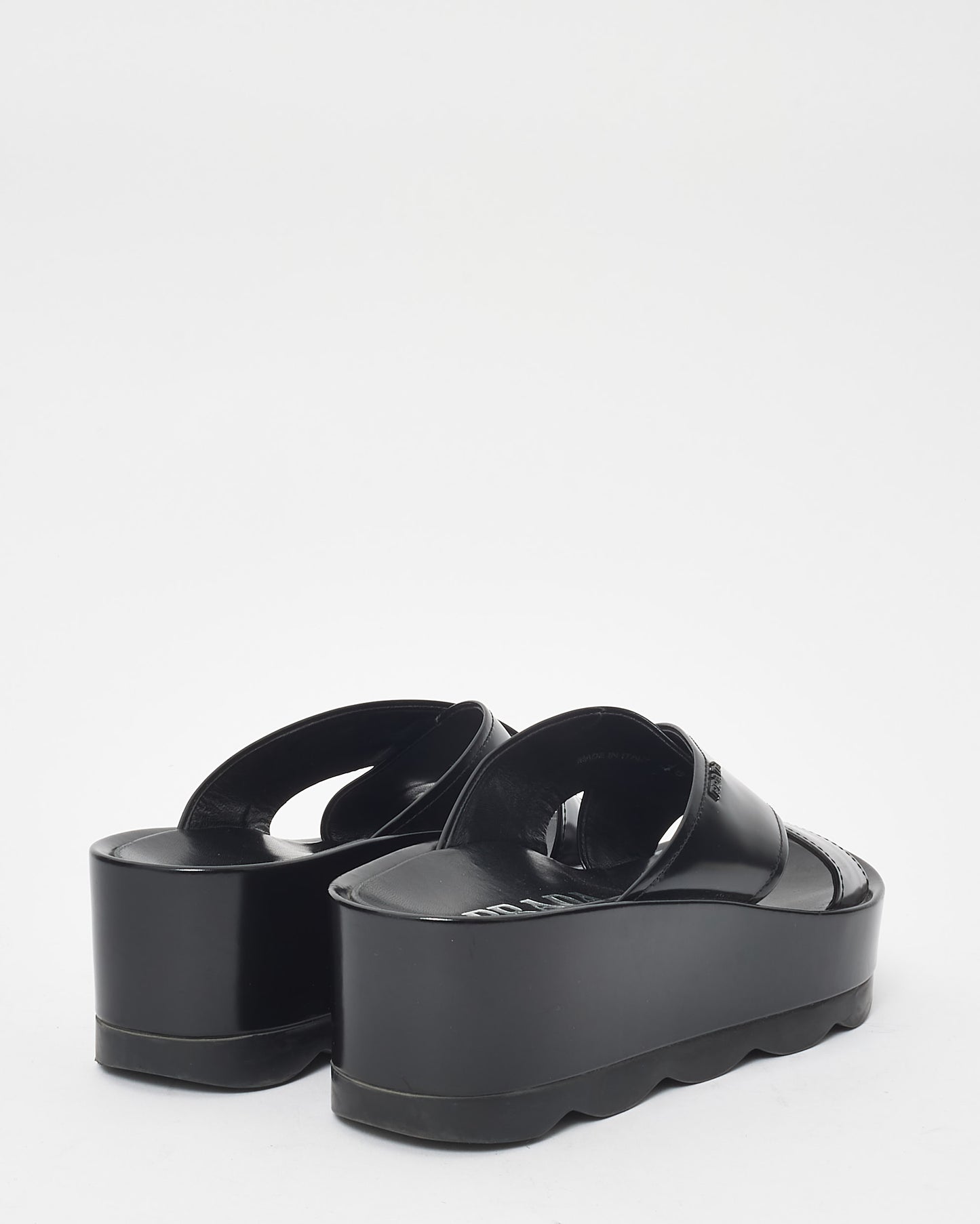 Prada Leather Crossover Platform Sandals - 38