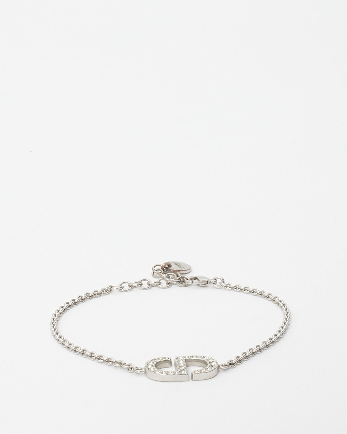 Dior Silver 
Pavé Rhinestone Petit CD Bracelet