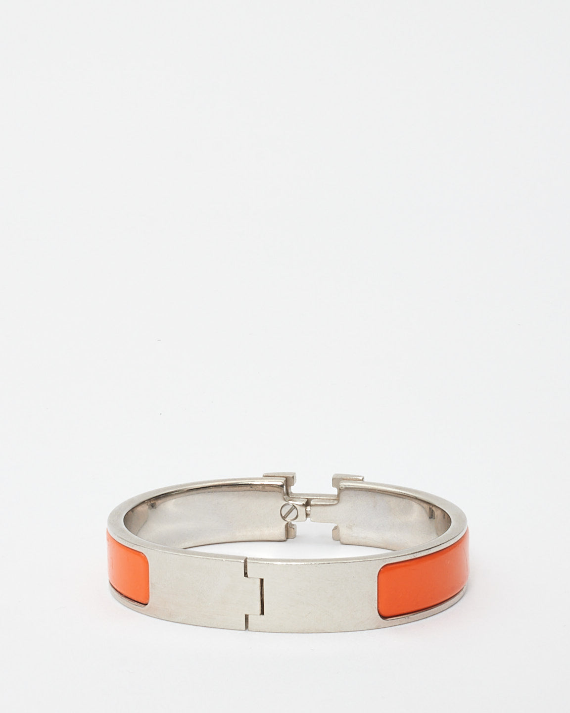 Hermès Orange 
Silver Clic H Bracelet - PM