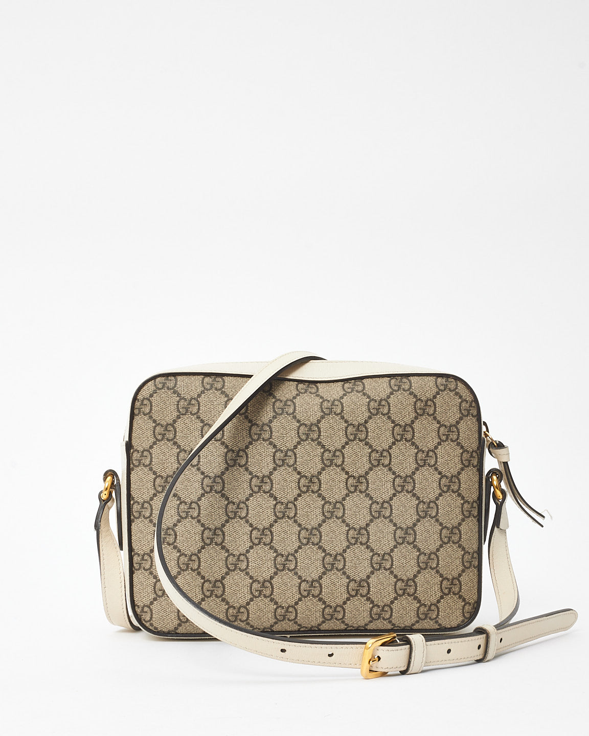 Gucci White 
Monogram Canvas 1955 Horsebit Crossbody Bag