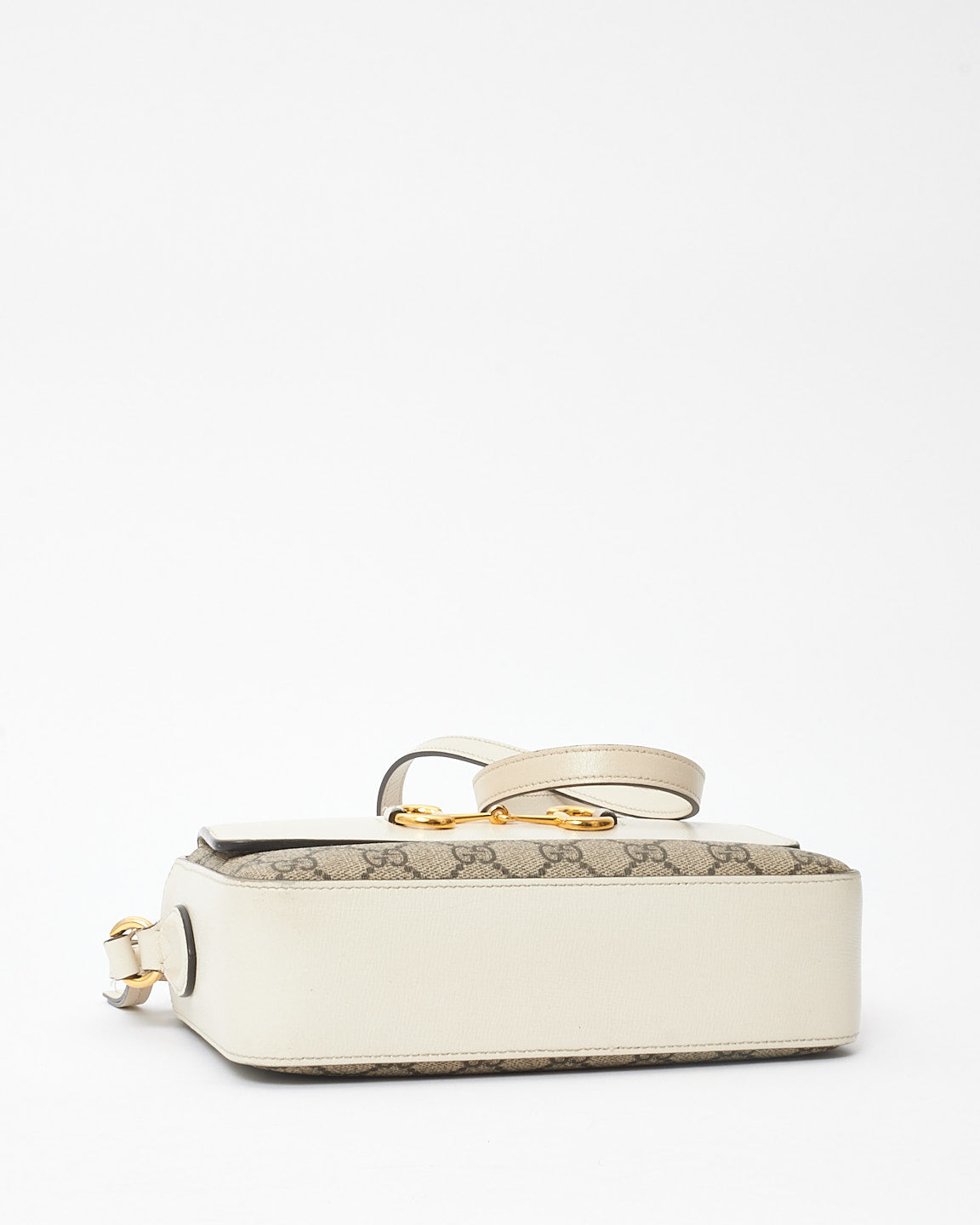 Gucci White 
Monogram Canvas 1955 Horsebit Crossbody Bag