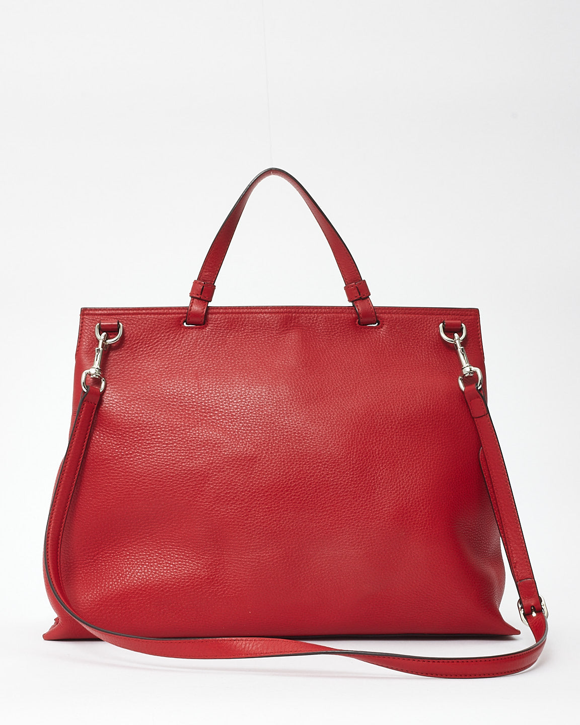 Gucci Red Leather Bamboo Twist Daily Top Handle Bag