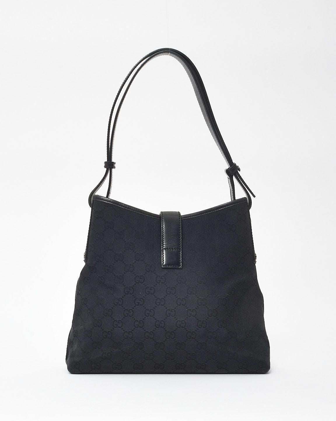 Gucci Vintage Black Monogram Canvas Jackie Shoulder Bag