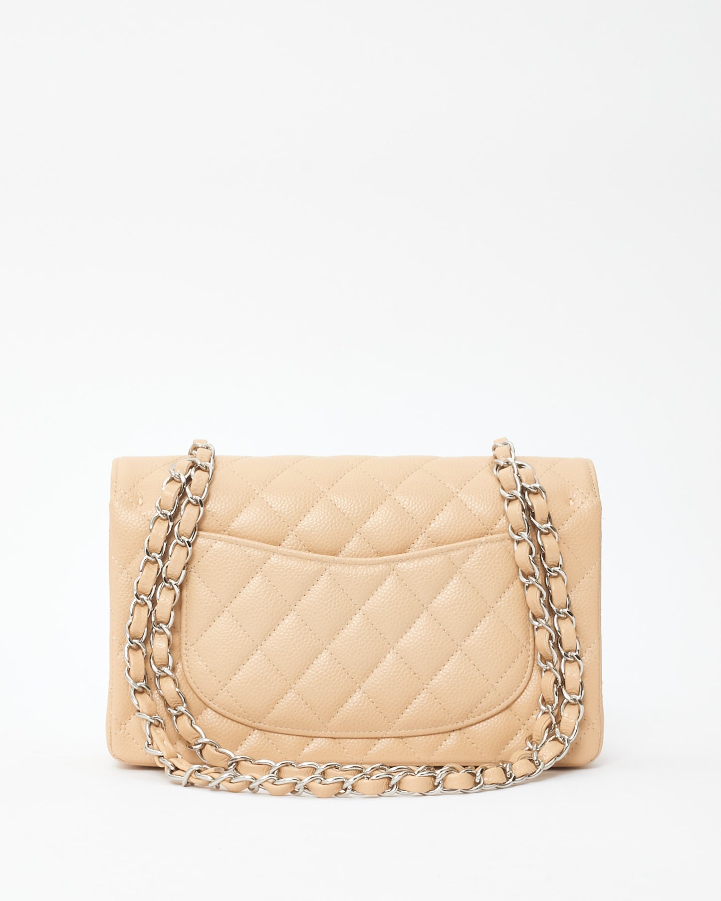 Chanel Beige Caviar Leather Small Classic Double Flap Bag SHW