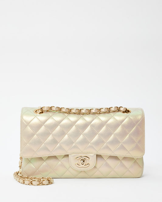 Chanel Pearl Iridescent Lambskin Medium Classic Double Flap