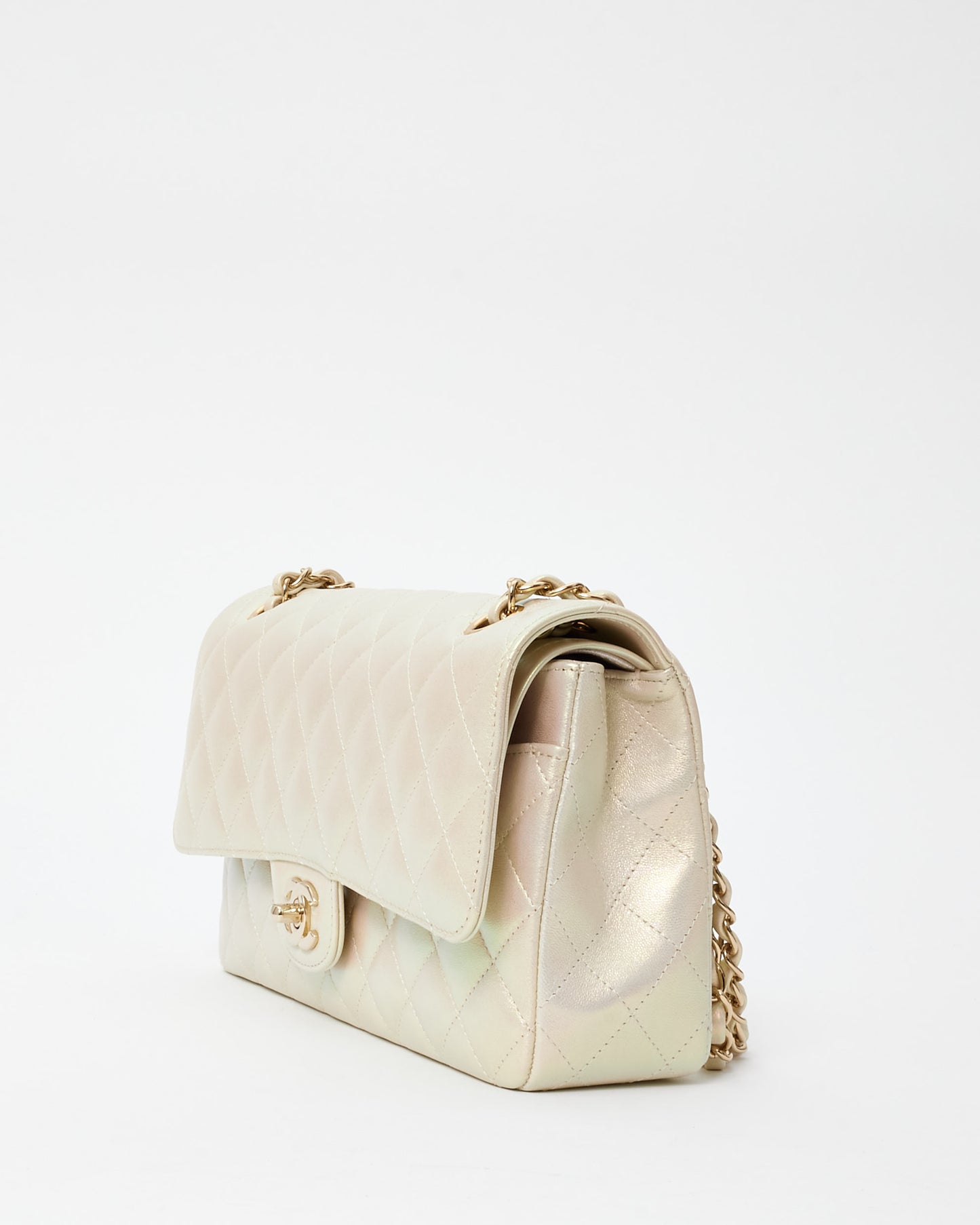 Chanel Pearl Iridescent Lambskin Medium Classic Double Flap