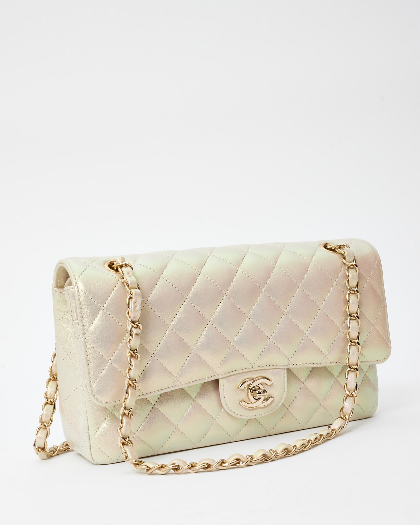 Chanel Pearl Iridescent Lambskin Medium Classic Double Flap