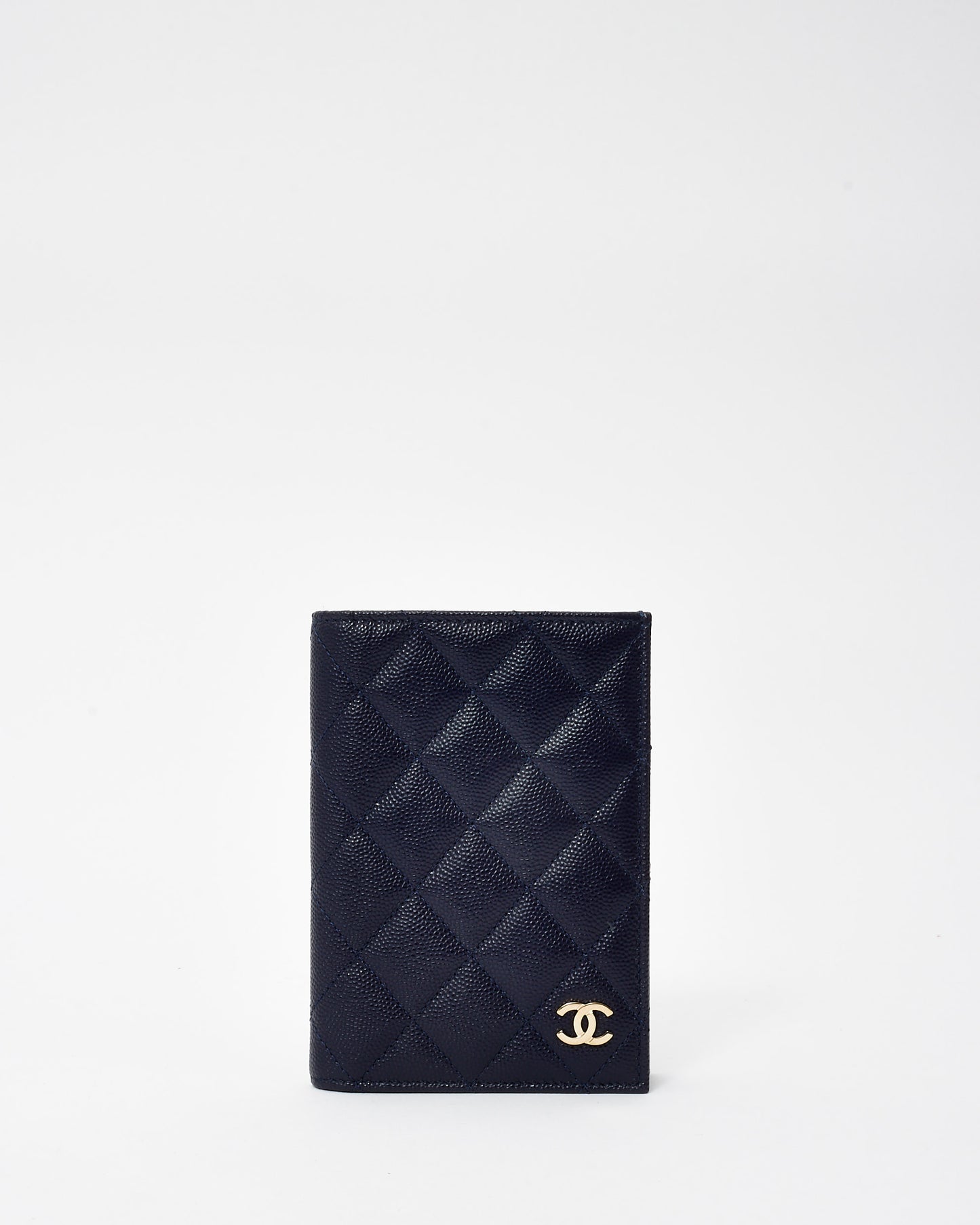 Chanel Navy Blue Caviar Leather Classic Passport Holder