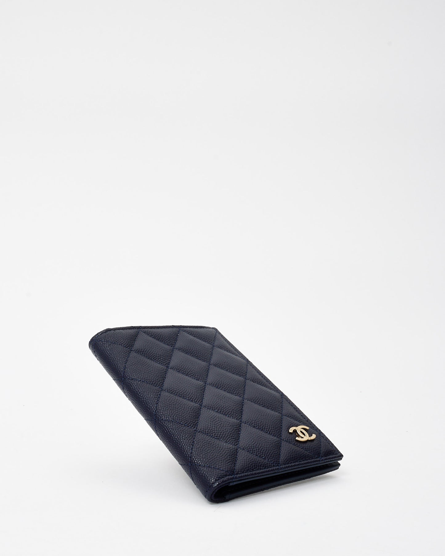 Chanel Navy Blue Caviar Leather Classic Passport Holder