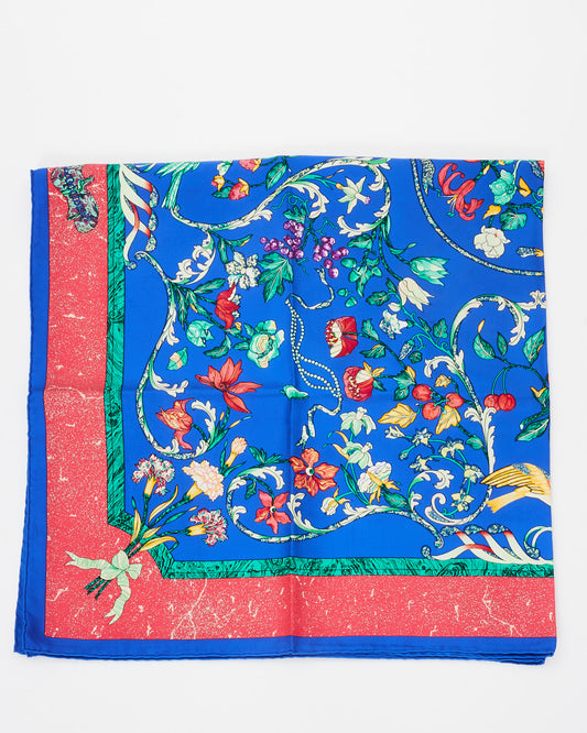 Hermès Blue Green 
Red Multi Silk Scarf