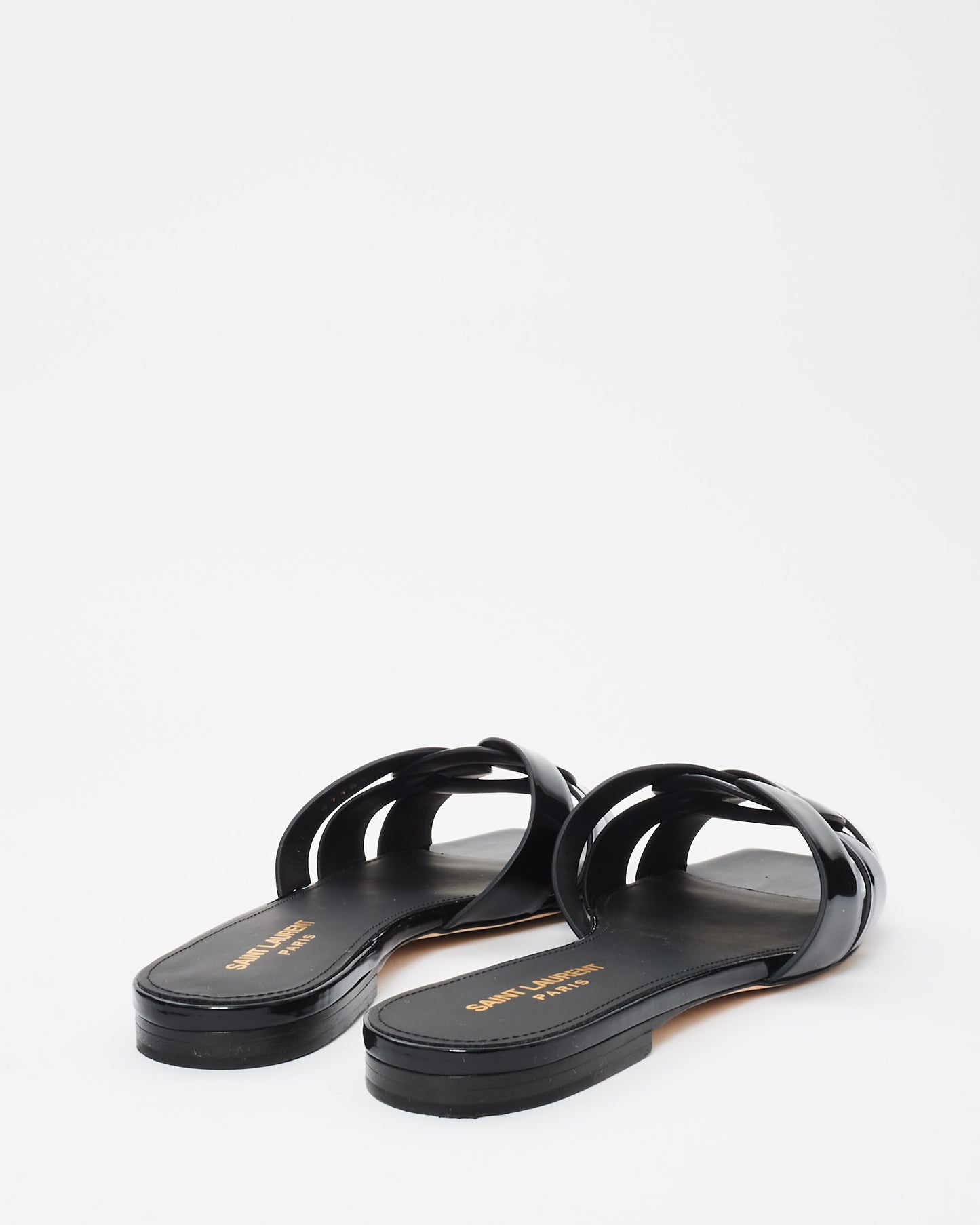 Saint Laurent Black Patent Leather Tribute Sandals - 38