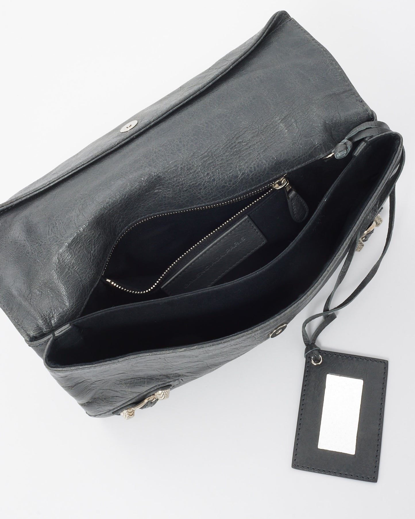 Balenciaga Charcoal Grey Leather City Clutch