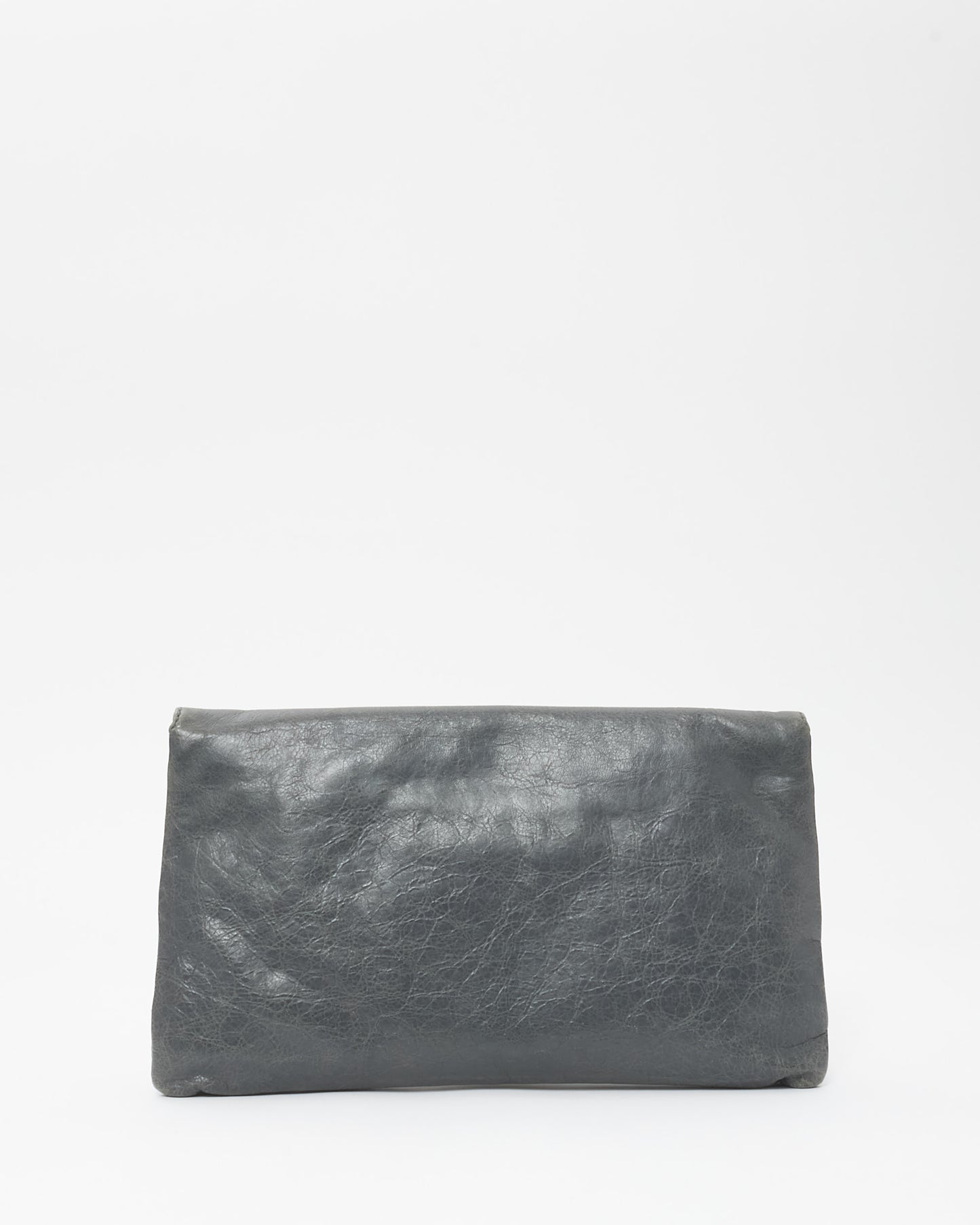 Balenciaga Charcoal Grey Leather City Clutch