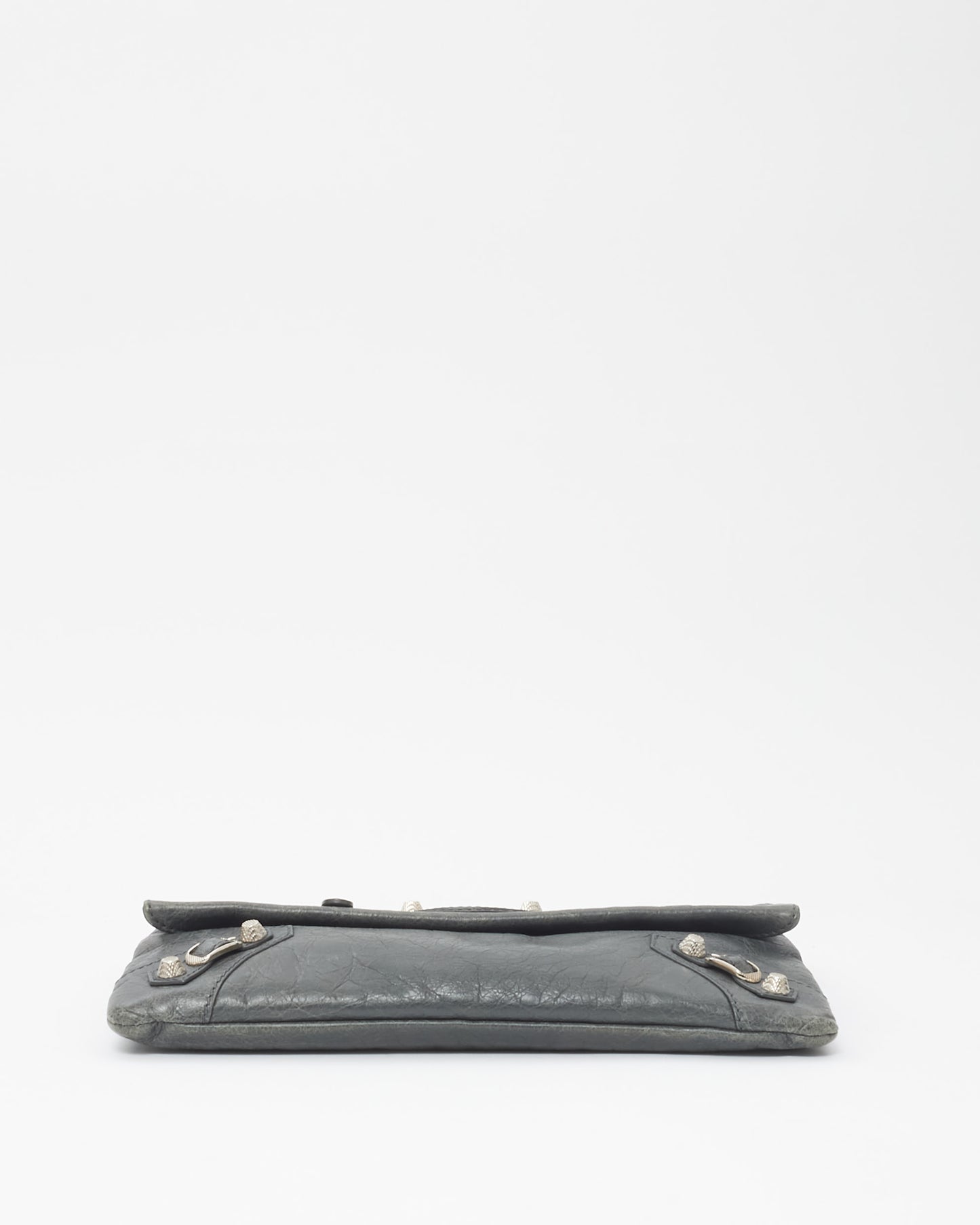 Balenciaga Charcoal Grey Leather City Clutch