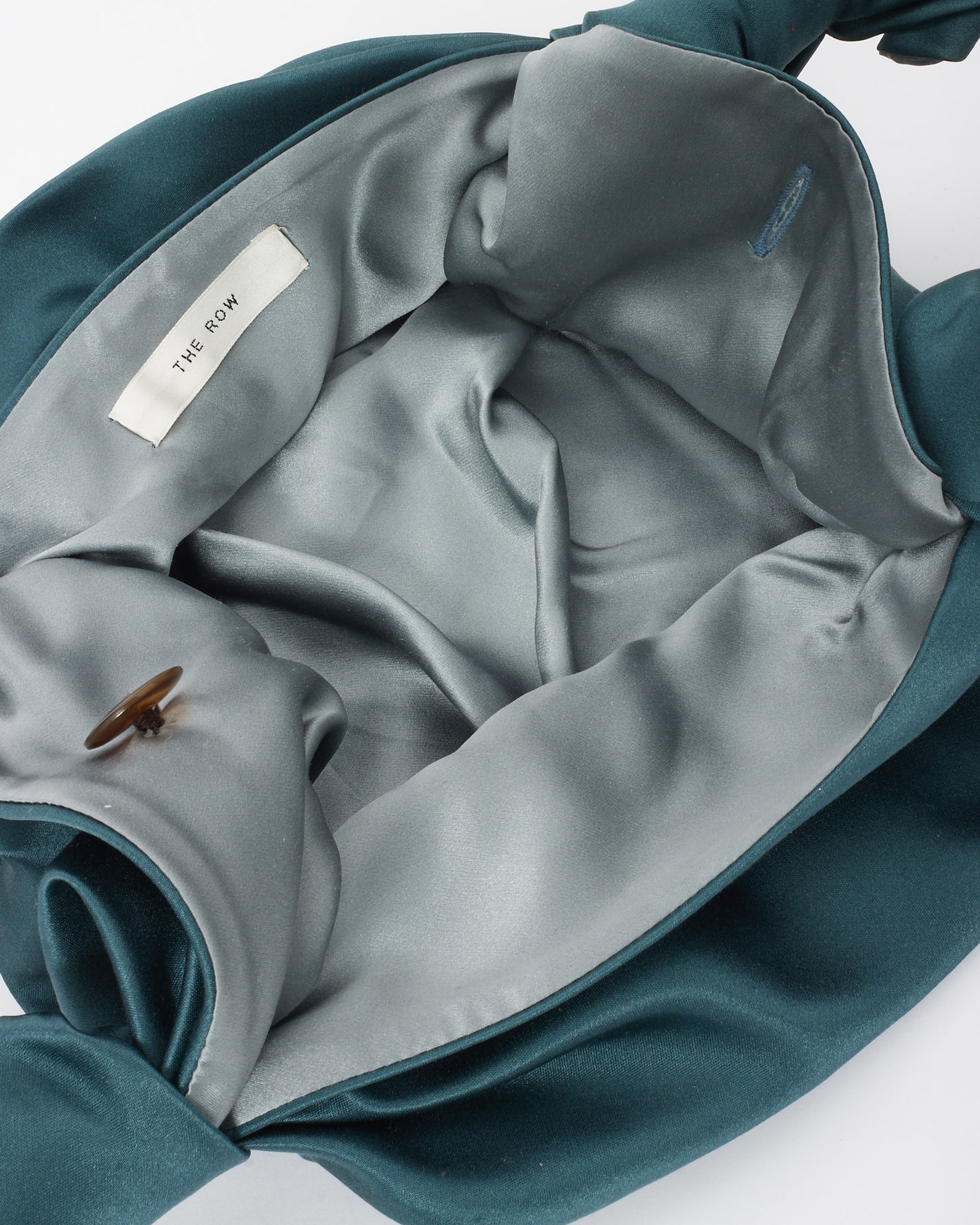 The Row Teal Satin Small Ascot Bag