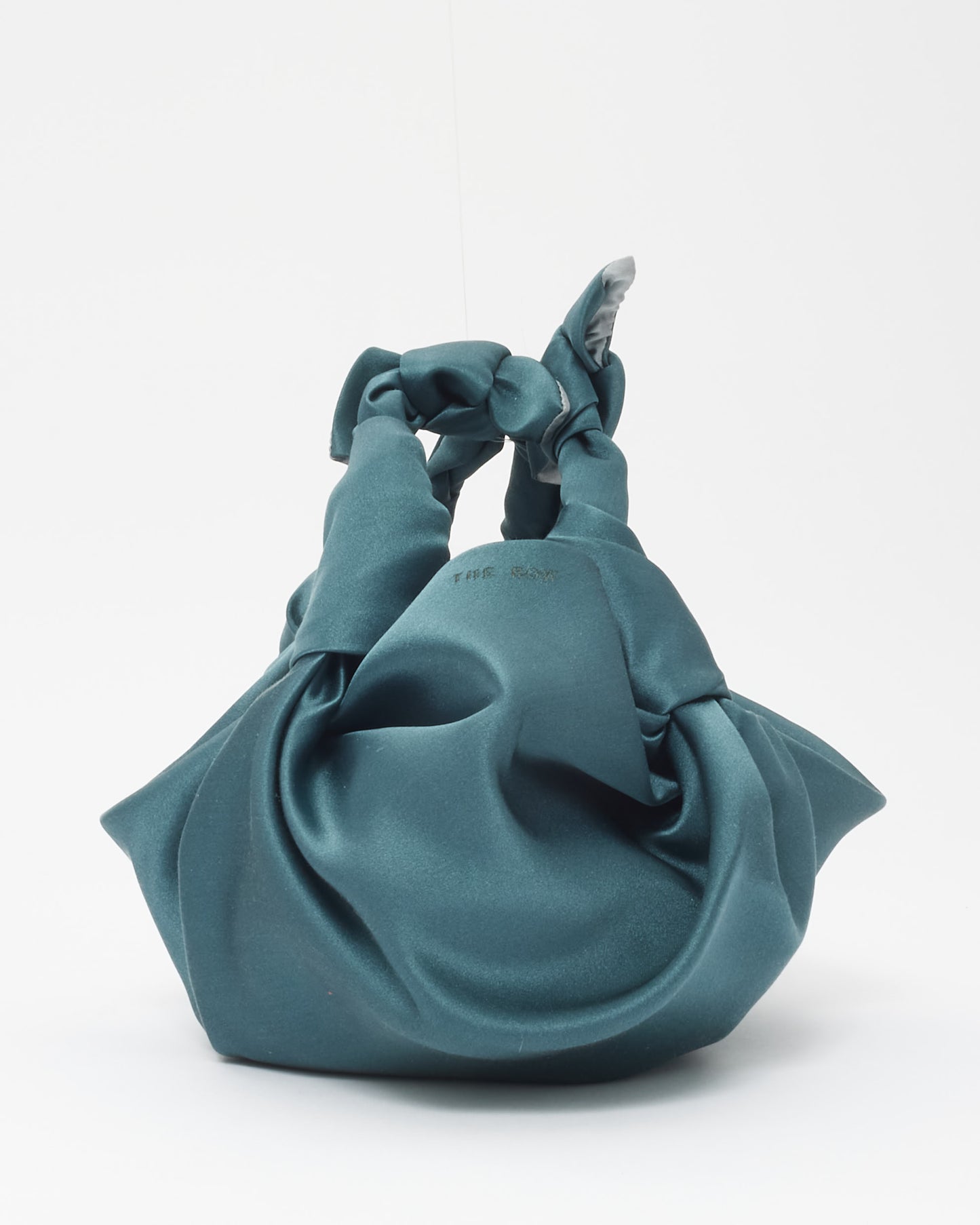 The Row Teal Satin Small Ascot Bag