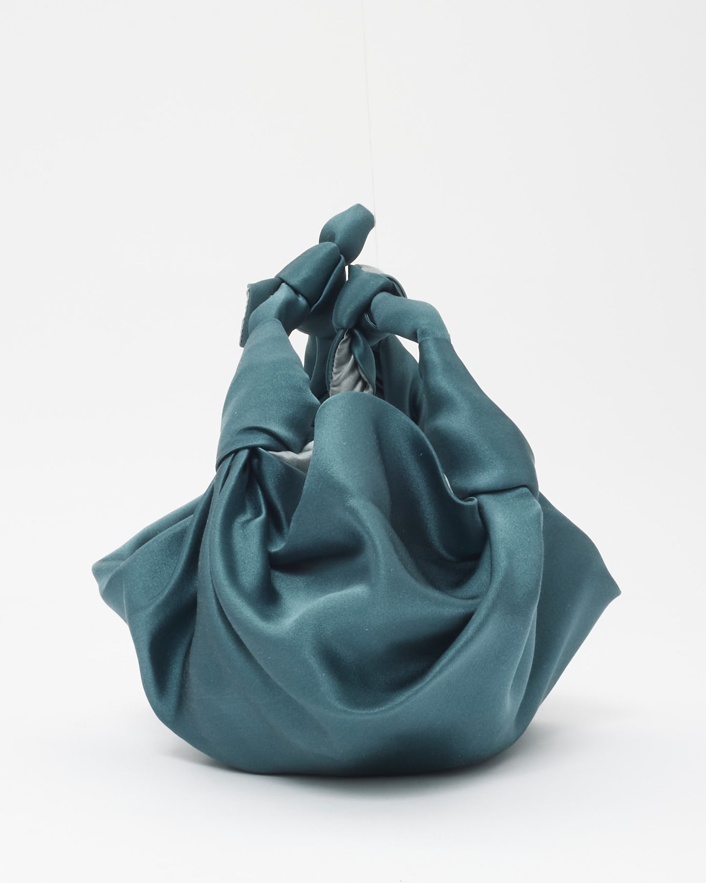 The Row Teal Satin Small Ascot Bag