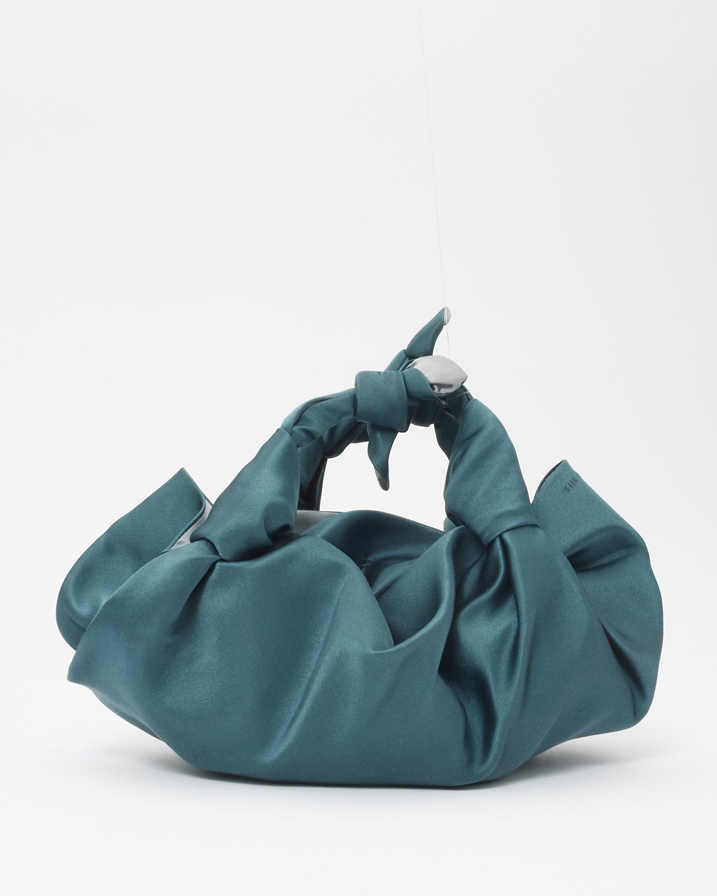 The Row Teal Satin Small Ascot Bag