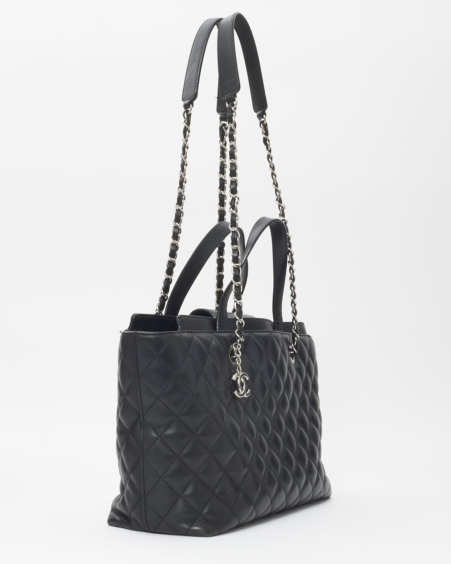 Chanel Black Quilted Calfskin Large Convertible Shopping Tote