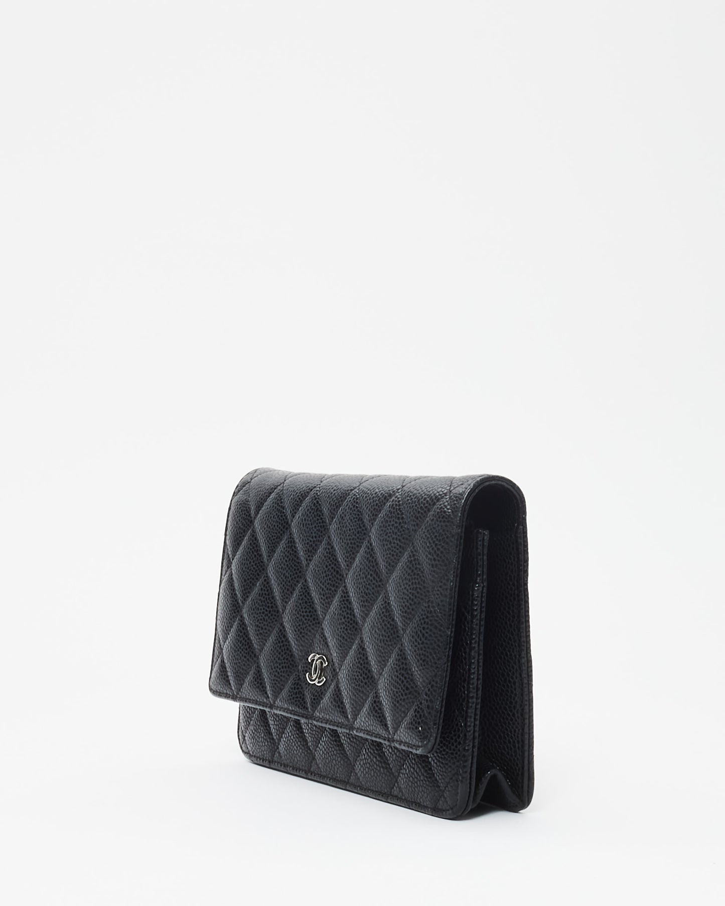 Chanel Black Caviar Leather Wallet On Chain SHW