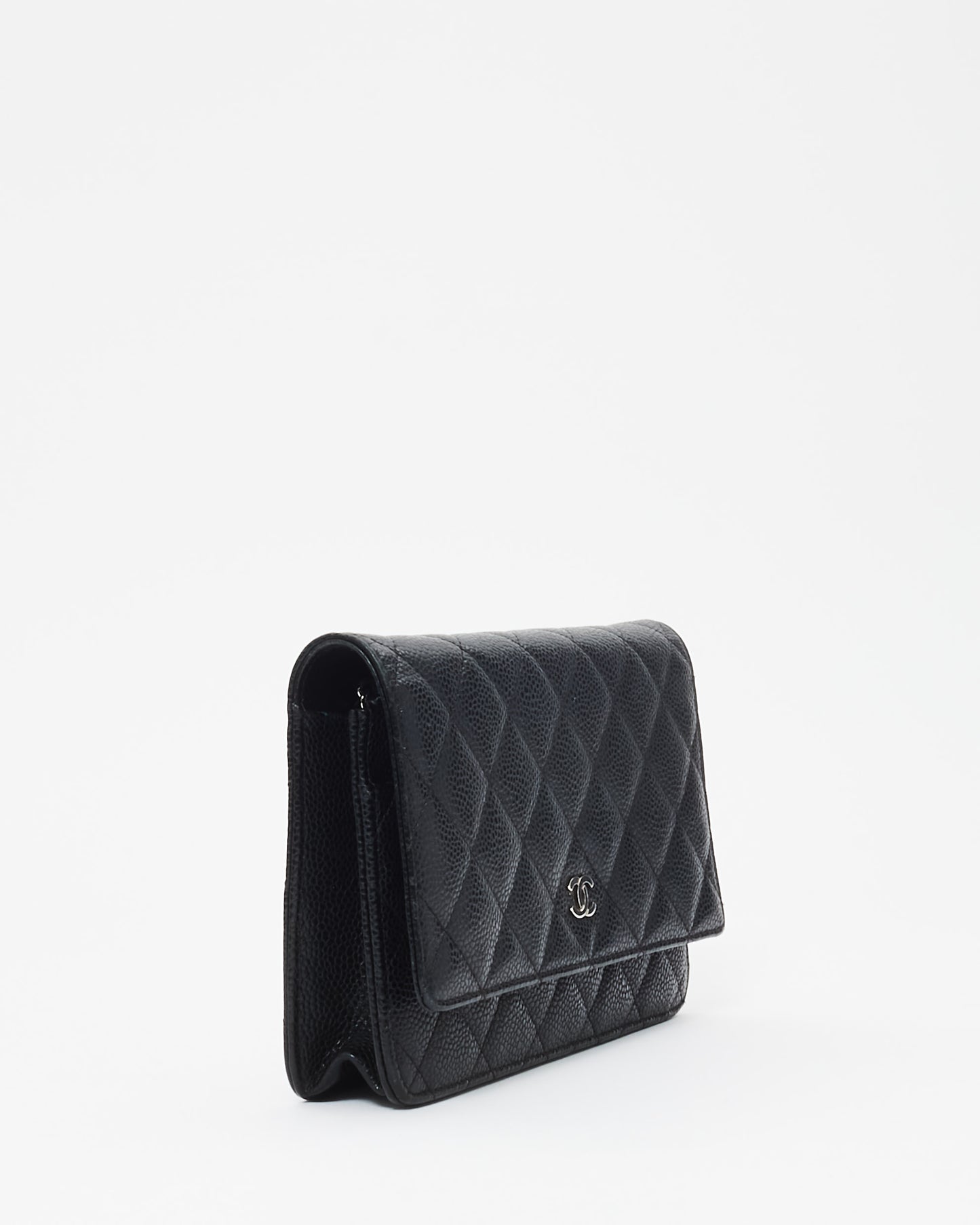 Chanel Black Caviar Leather Wallet On Chain SHW