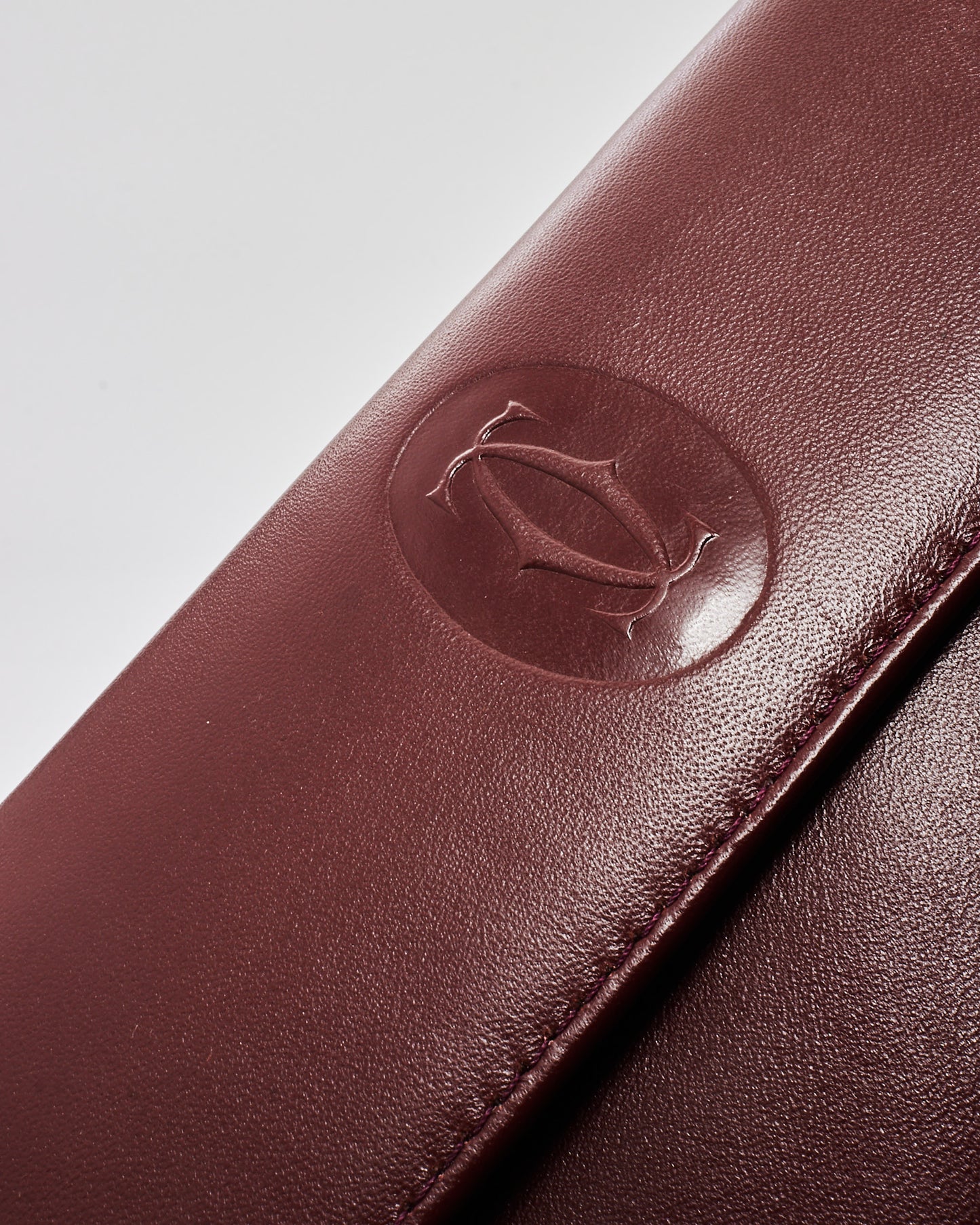 Cartier Vintage Burgundy Leather Embossed Continental Wallet