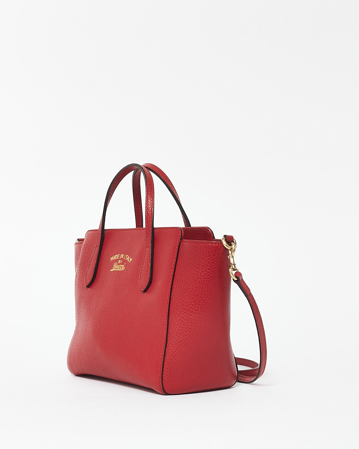 Gucci Red Leather Mini Swing Tote Bag