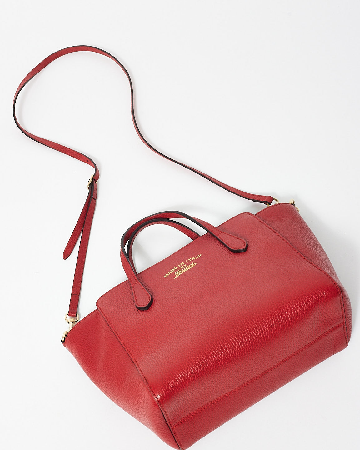 Gucci Red Leather Mini Swing Tote Bag