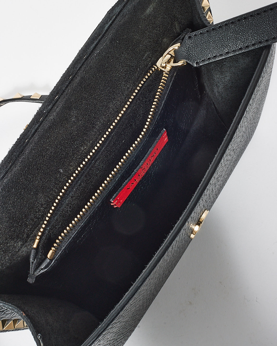 Valentino Black Leather Rockstud Side Slip Crossbody Bag