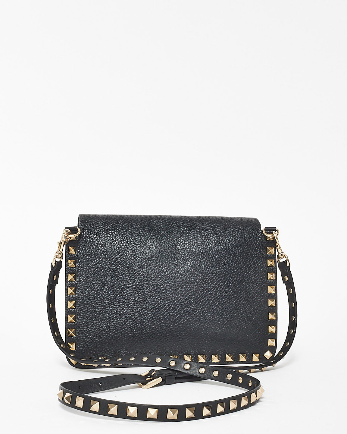 Valentino Black Leather Rockstud Side Slip Crossbody Bag