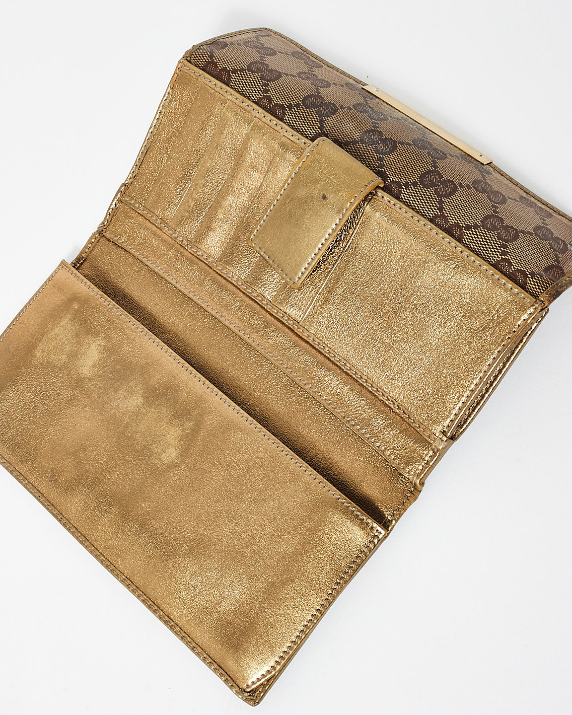 Gucci Gold GG Monogram Crystal Coated Canvas Long Wallet