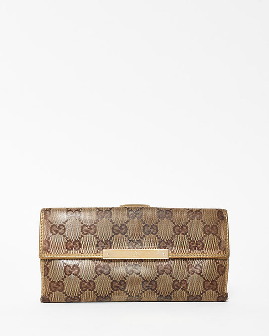 Gucci Gold GG Monogram Crystal Coated Canvas Long Wallet