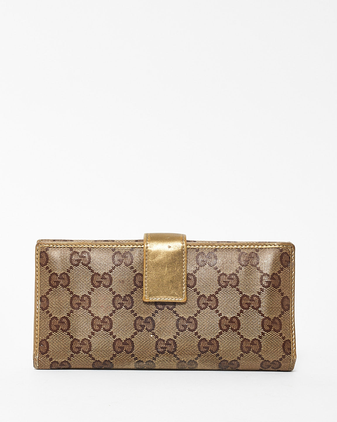 Gucci Gold GG Monogram Crystal Coated Canvas Long Wallet