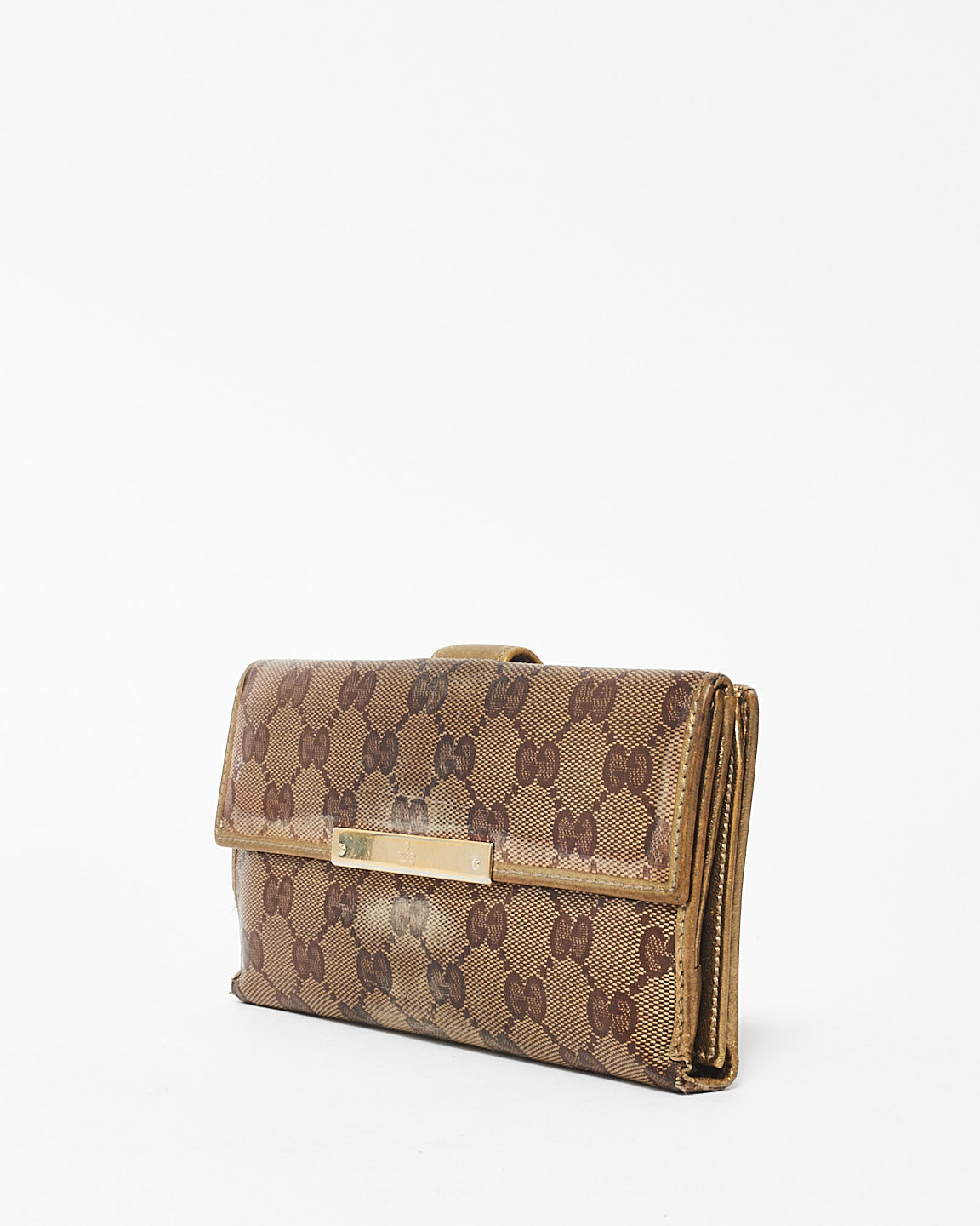 Gucci Gold GG Monogram Crystal Coated Canvas Long Wallet