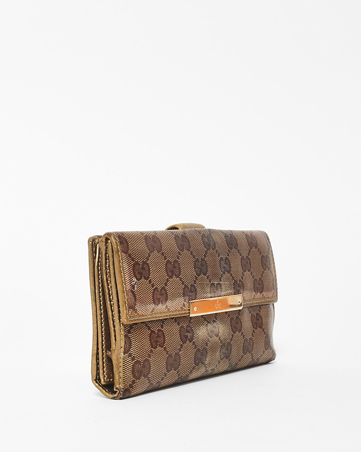 Gucci Gold GG Monogram Crystal Coated Canvas Long Wallet