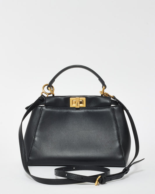 Fendi Black Leather Mini Peekaboo Top Handle Bag