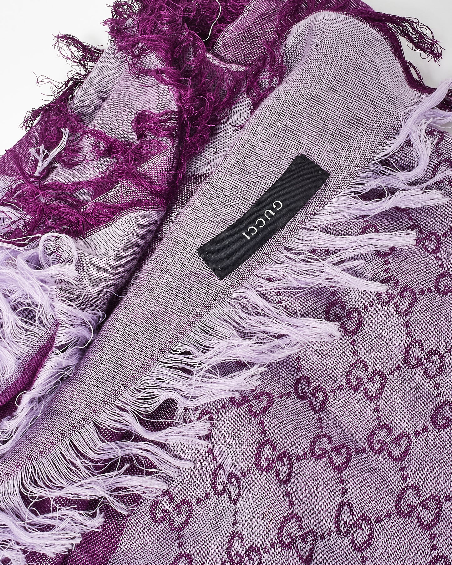 Gucci Purple Cotton 
Silk Monogram Logo Shawl